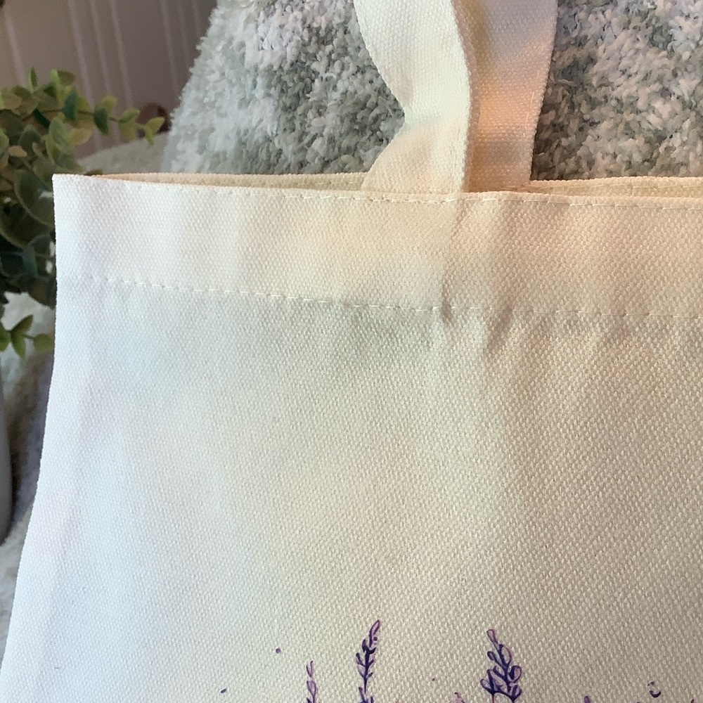 French Lavender Bicycle Canvas Tote Bag NWT 13.5” x 15” - Picture 3 of 16